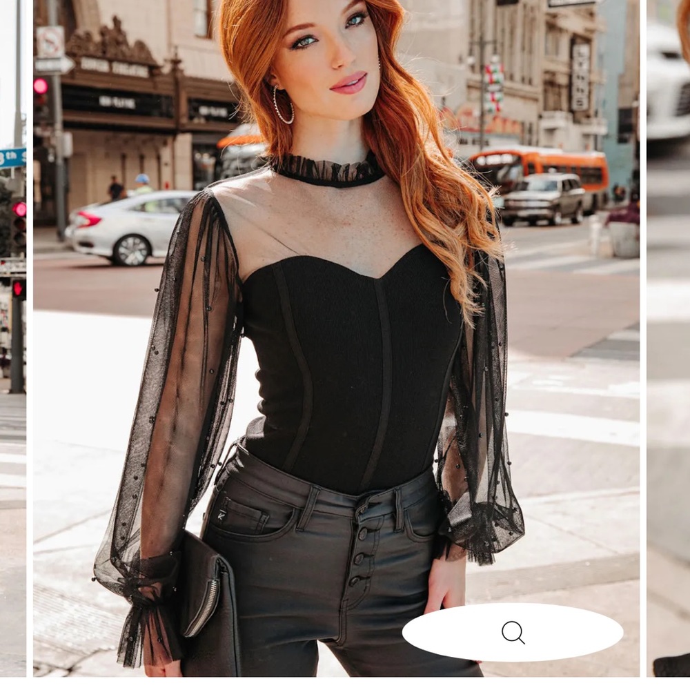 Vici Dolls Sheer Mesh Pearl Top